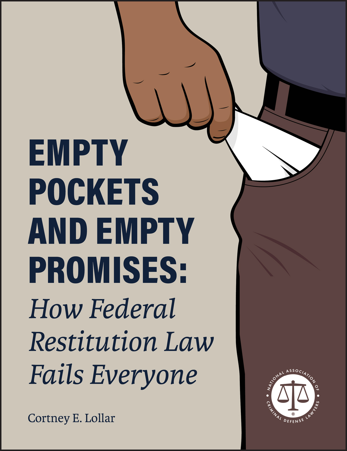 Report cover: Empty Pockets and Empty Promises: How Federal Restitution Law Fails Everyone